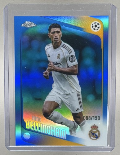 Jude Bellingham 2025 Topps Chrome UEFA #64 Blue Refractor /150