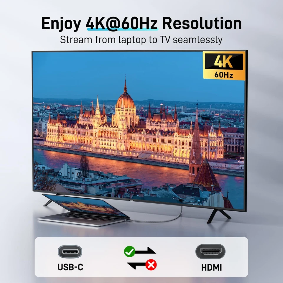 USB C to HDMI Cable for Home Office 6.6FT (4K@60Hz), High-Speed Type C to HDM... - Image 2 of 4