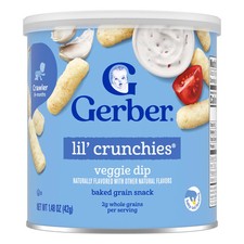 Snacks for Baby, Lil' Crunchies , Baked Grain Snack, 8 Months, Veggie Dip, 1.48