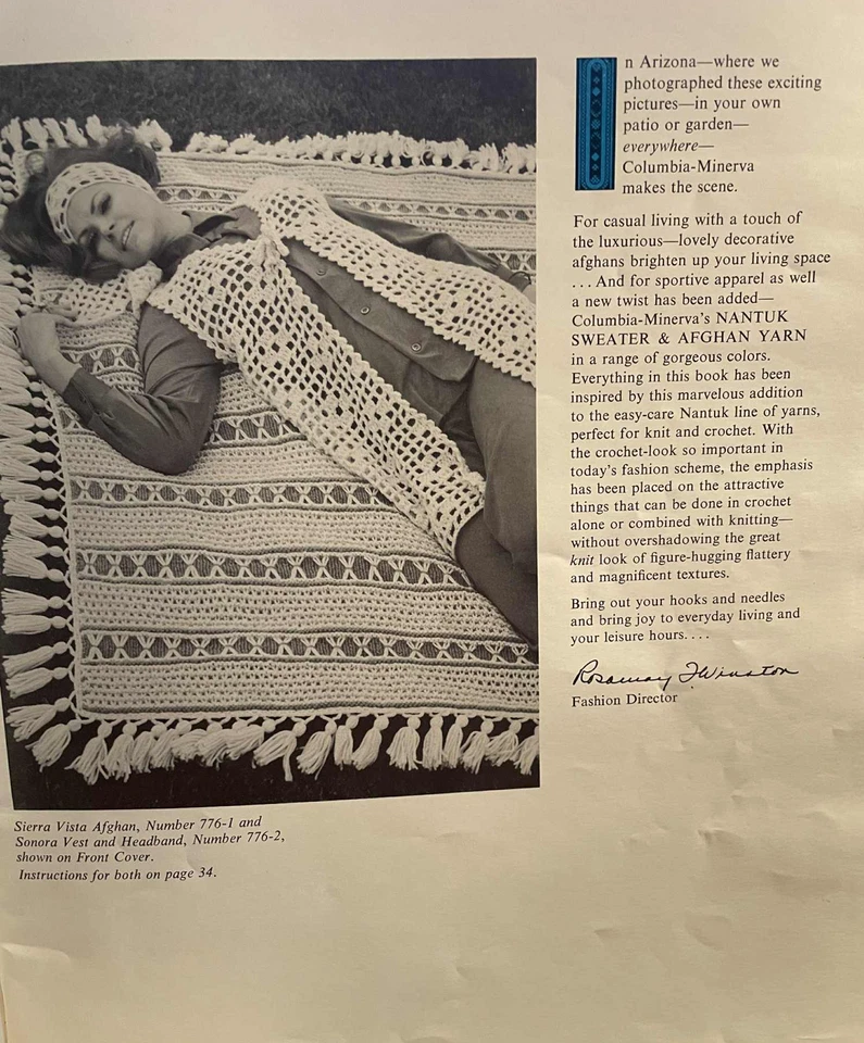 Afghan Fashion Collection Columbia-Minerva Book 776 Nantuk Sweater 1970 Patterns - Image 2 of 4