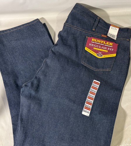 Vtg 80s Wrangler Rustler Men's Denim Regular Fit Cowboy Jeans Size 50x30 NWT NOS