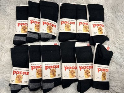 12 pack Pacas Women s Buttery Soft Alpaca crew socks all black. size M/L 