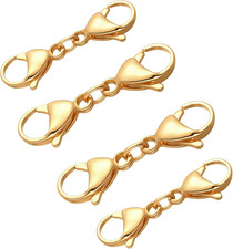 4 PCS Gold Double Lobster Clasp Extender, Necklace Chain Extension Double Claw E