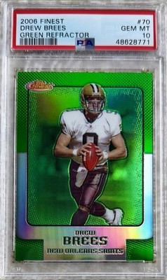 2006 TOPPS FINEST GREEN REFRACTOR /199 DREW BREES PSA 10 POP 7