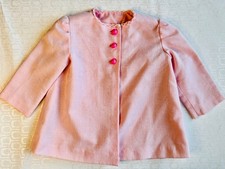 VTG 60'S PINK COTTON/LINEN BLEND JACKIE O STYLE DRESS COAT JACKET GIRLS 2/3
