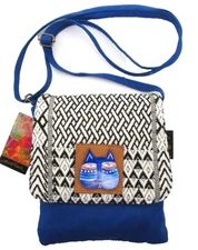 ✤ New LAUREL BURCH Flap Crossbody Bag WOVEN CAT Woven Purse Handbag Blue Kitten