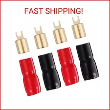2 Pairs Copper Gold Plated 0 Gauge Spade Terminal Crimp Connectors Adapters Crim