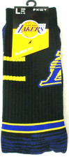  Los Angeles Lakers Mens NBA Parkway Crew length Socks Black Size Large 6-12 NWT