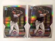 (2) Drew Gilbert 2023 Bowman Draft BDC41 Chrome Refractor RC Lot Giants On Fire!