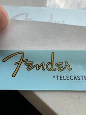 2Pcs FENDER TELECASTER Guitar Headstock Waterslide Transfer Decals Stickers Gold
