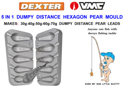 5 IN 1: DUMPY DISTANCE HEXAGONAL PEAR MOLD MEERESANGELN KARPFEN BLEI GEWICHTE