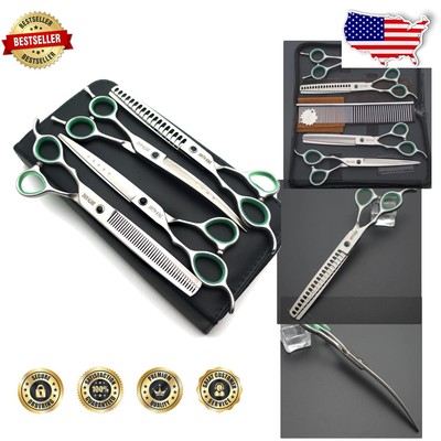 Versatile 7-Inch Dog Grooming Shears Set in Polished Finish - Full Grooming Kit