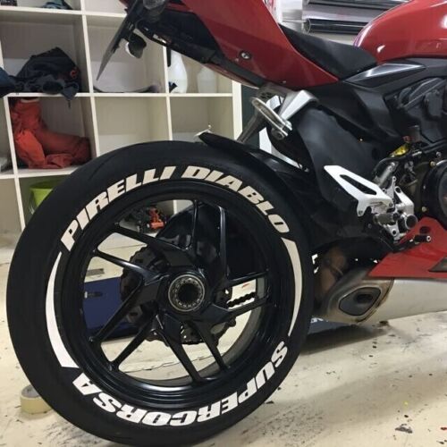 Permanent Tire Lettering DIABLO Stickers Stripes 0.75" SET 15"-20" MOTORCYCLE - Picture 1 of 2