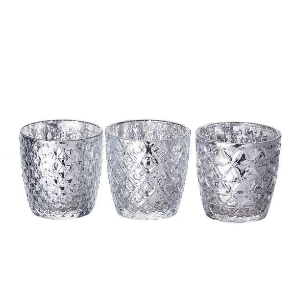 6 pcs 3" Assorted Geometric Designs Glass VOTIVE CANDLE HOLDER Party Supplies - Image 4 of 4