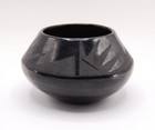 Antique San Ildefonso Blackware Historic Geometric Designs Unsigned 5.5" W — photo 2