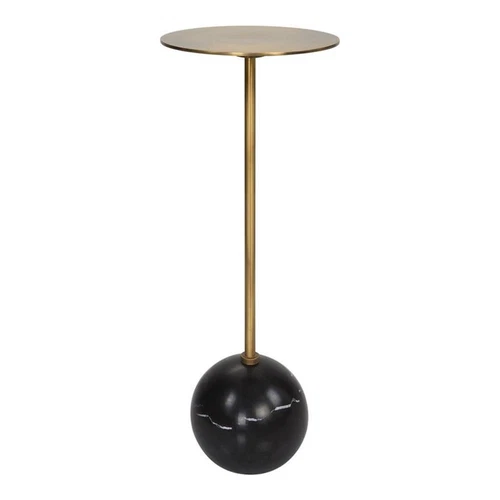 Uttermost Gimlet Contemporary Metal and Marble Drink Table in Black and Brass - Picture 1 of 8