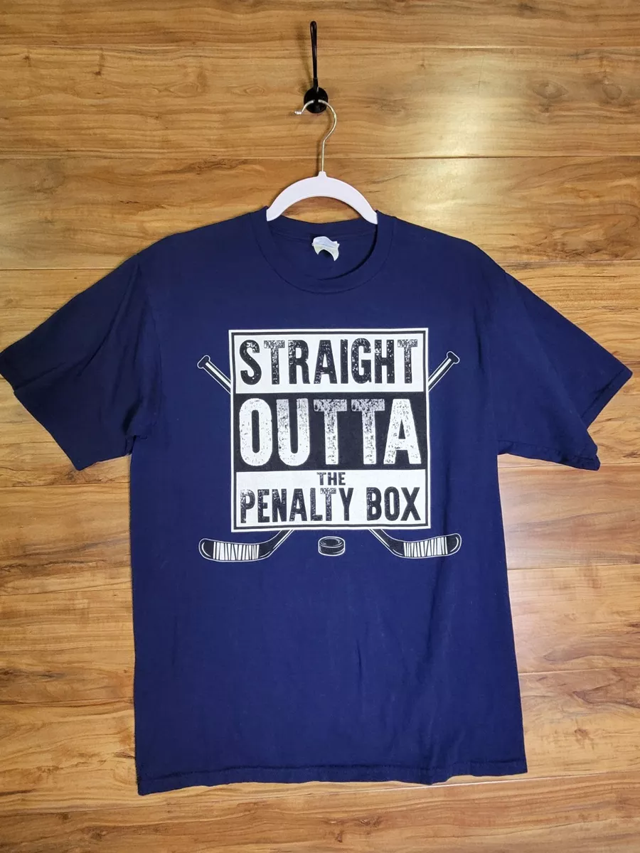 Ice Hockey Player Gift Straight Outta The Penalty Box T-Shirt Size M Navy Blue