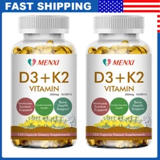 Vitamin D3 with K2 D3 5000IU and K2 250mcg 240 Vegetarian Capsules High Strength
