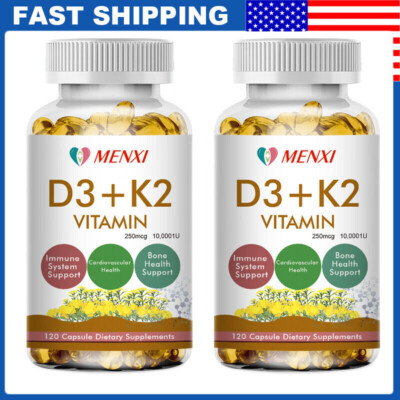 Vitamin D3 with K2 D3 5000IU and K2 250mcg 240 Vegetarian Capsules High Strength