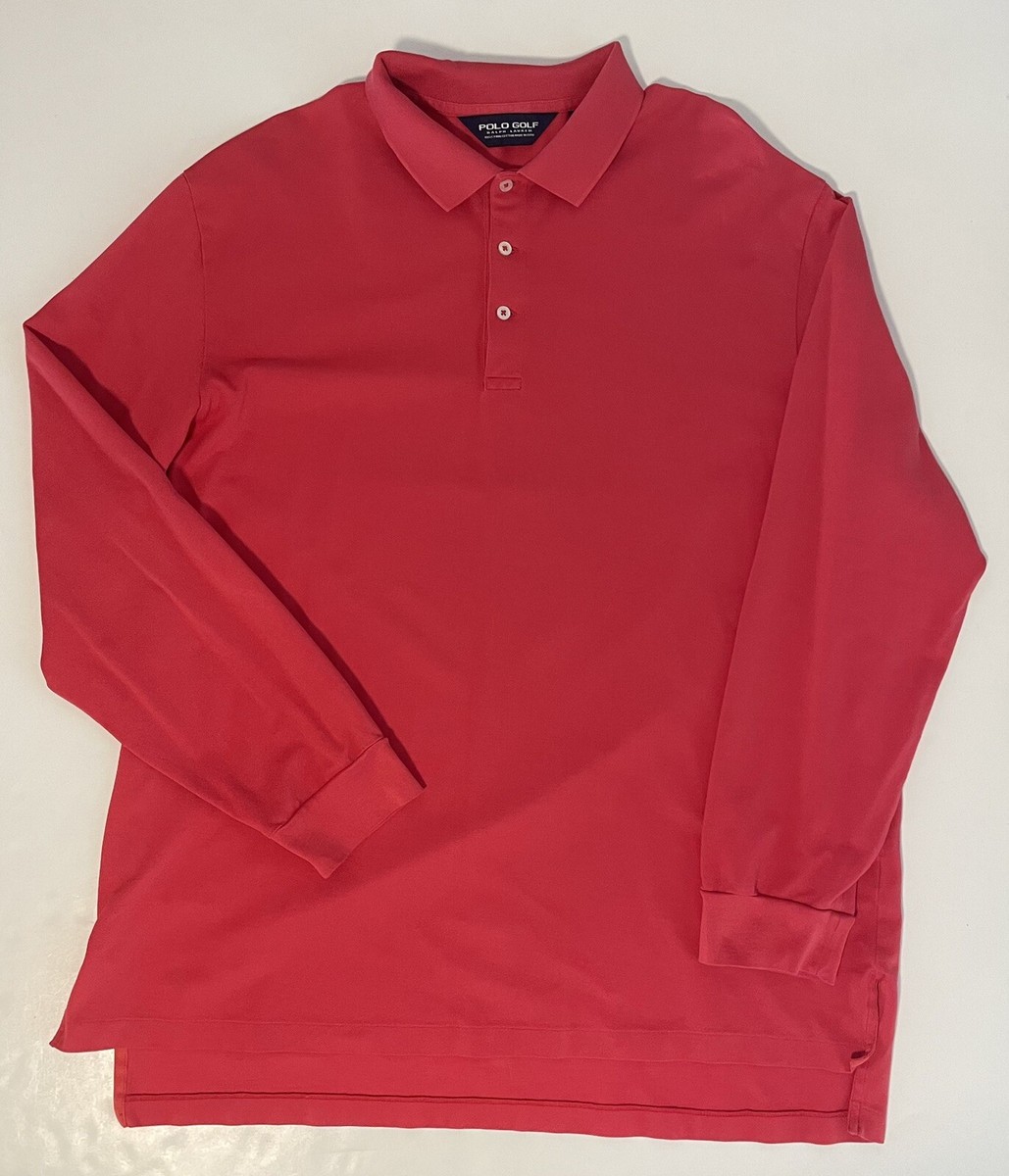 Polo Golf Ralph Lauren Polo Shirt Rugby Mens XL Red Pima Cotton Long Sleeve