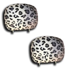 Animal Print Leopard Print Headrest Covers Black White Pair 12 X 9
