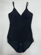 VTG 90s Lace Black Nylon Spandex Bra Girdle Body Shaper 38B Large XL
