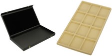 Black Display Case Box Necklace Bracelet w/ Beige 12 Compartment Display Tray