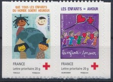 Timbre France Adhesif  145/146 Croix Rouge 2007 amour a Droite