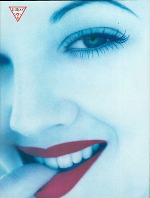 GUESS Jeans Magazine Print Ad Sexy young Drew Barrymore fashion Bra 2pg 1993