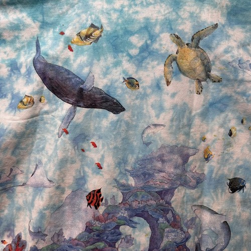 Vintage Oceanica 1993 Liquid Blue Under Water Habitat AOP Single Stitch USA L - Picture 14 of 17