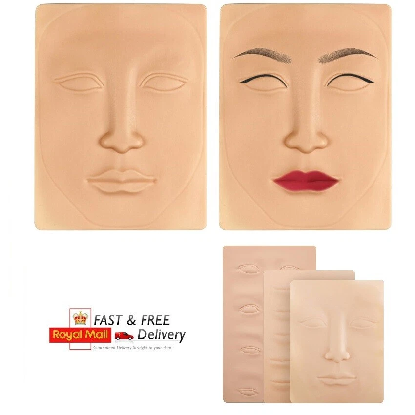 3D Microblading Tattoo Training Praktice Fake Skin Face Lips Eyes SPMU Make Up