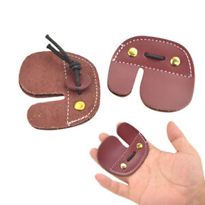 Leather Archery Finger Guard Protection Tab Bow Shooting Protect Pad Glove C2N2