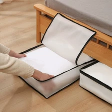 Foldable Underbed Storage Bag For Blankets Clothes Comforters Zippered Organizer