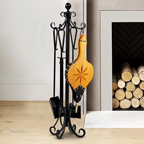 Bellows For BBQ And Chimney Large Wooden Fireplace Bellows - 17.9x7.8in With Cast Metal Nozzle & Leather Strap For Fireplace, Camping, BBQ Wood Air Blower For Fireplace