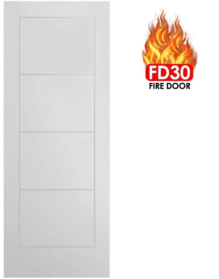 ✅ BRANDED Ladder Design 4 Panel Smooth Door Fire Rated 🔥FD30 White Primed - Image 2 of 4