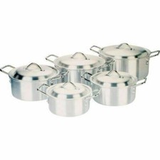 10PCS LARGE ALUMINIUM CASSEROLE STOCK SAUCEPAN POT SET WITH LID 2 x 6 (20-28cm)
