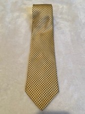 Vintage R R Casuals Tie Necktie Yellow Gold Navy 62"x3.75" 100 Silk