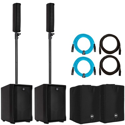 RCF Evox J8 Active 2-Way Portable Array Speaker Systems Black w Covers Cables