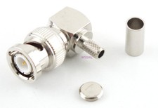 BNC Male Coax Connector Crimp 90 Degree RG-58 LMR-200 - USA Ham Radio Seller