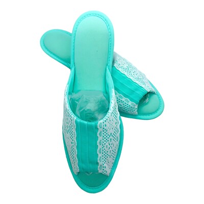 Vintage NOS Gossard Artemis Tone Mate Scuffs Nylon Slippers Green Mist Sz Med