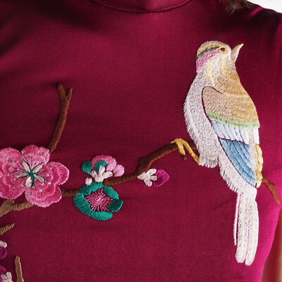 Christian Dior Vintage 2003 Embroidered Floral Bird Sleeveless Top