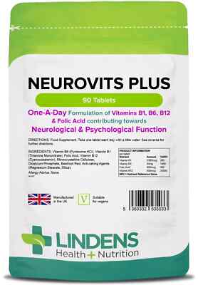 Neurovits Plus 90 Tabletten B1 B6 B12 Folsäure Linden UK