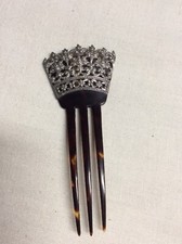 Victorian Silver and Faux Tortoise Hair Comb