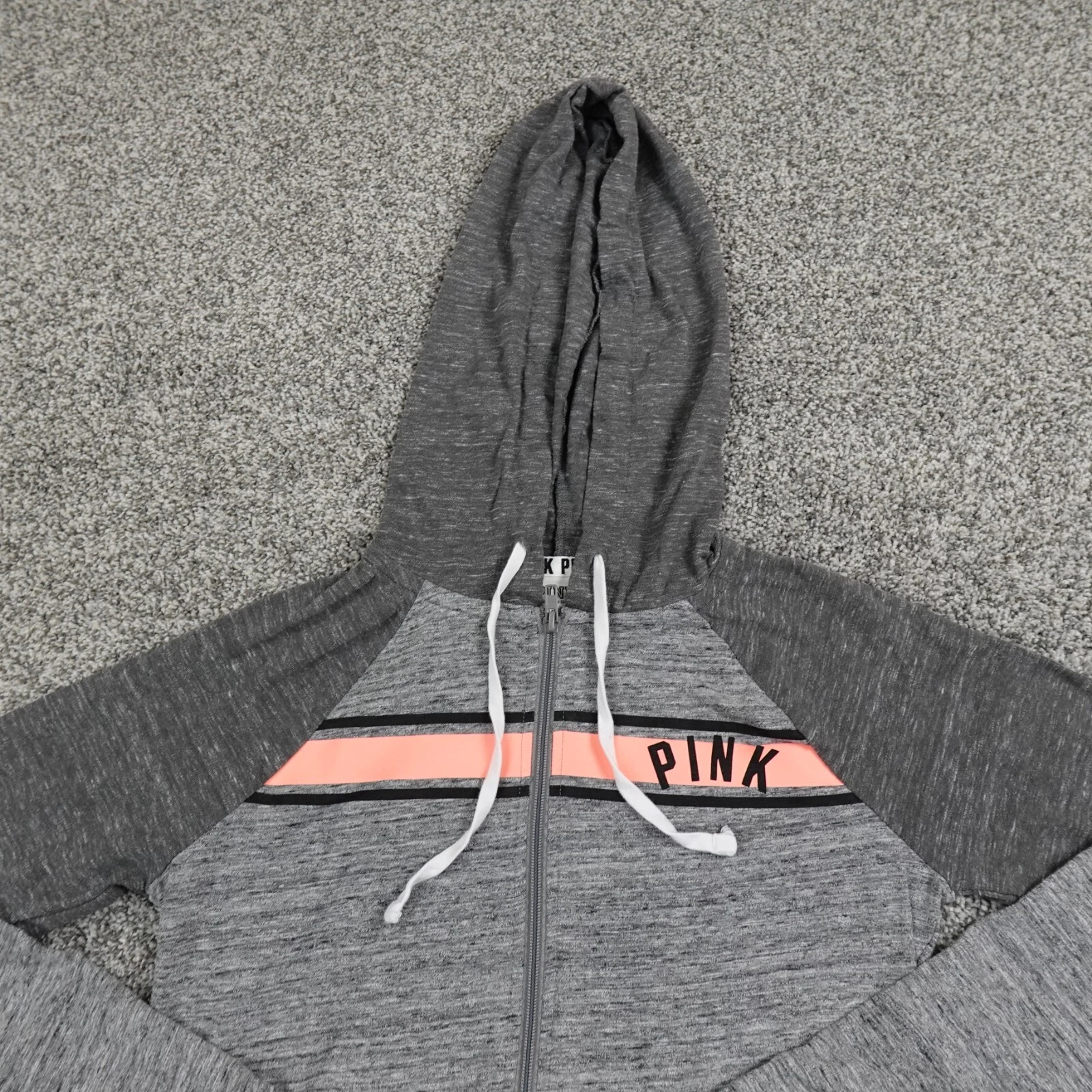 UNDERCOVER Felpa ROSA donna extra piccola grigia cane Victoria Secret felpa zip cappuccio