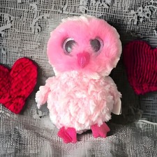 TY Beanie Boos 7" TWIGGY the Pink Owl Plush Stuffed Animal Ty Heart Valentines