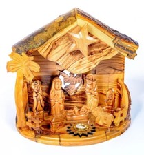 Christmas Musical Olive Wood Hand Made Nativity Set From Bethlehem,The Holy Land