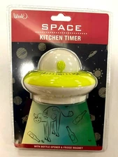 UFO Bottle Opener Timer Alien Bar Kitchen Flying Saucer Space Ship Magnetic