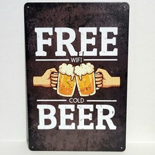 Free Beer Funny Rustic Vintage Metal Tin Signs Man Cave Garage