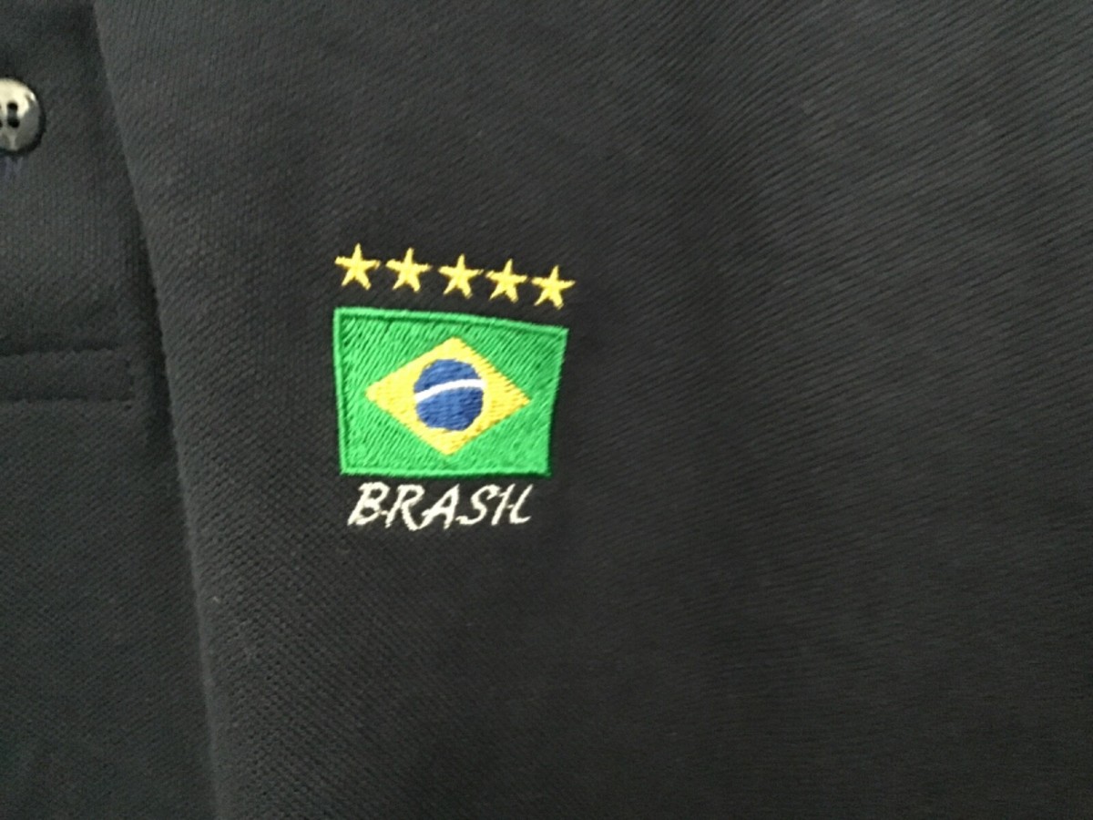 Pierim Brasil Brazil Soccer Embroidered Logo Polo Shirt Size