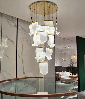 Modern LED simple stair chandelier crystal light luxury living room lamp Light